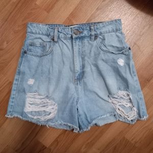 91 Cotton On 6 28 High Flashback Distressed Light Wash 90s Jeans Shorts